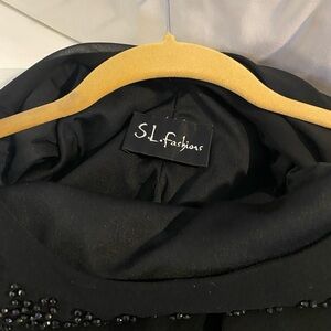 S.L. Fashions Elegant Black Dress with Bead Accents